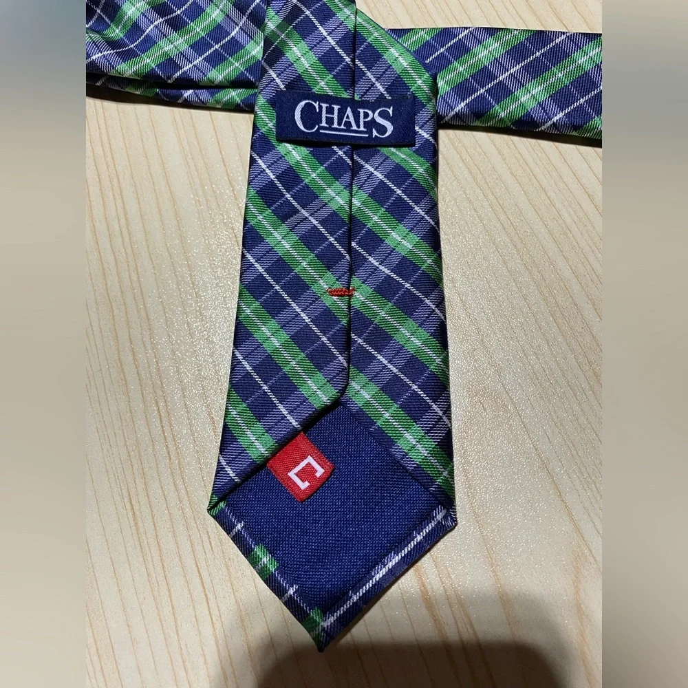 Plaid Green and Blue Clip on Tie